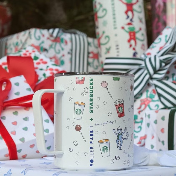 NEW 2025 Starbucks X Roller Rabbit 12oz Stainless Steel Travel Holiday Cup - Picture 2 of 3
